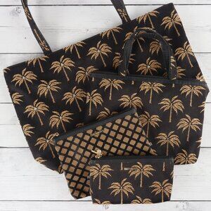 Celebrity Black & Gold Palm Tree Tote Bag Bundle - Set of Four